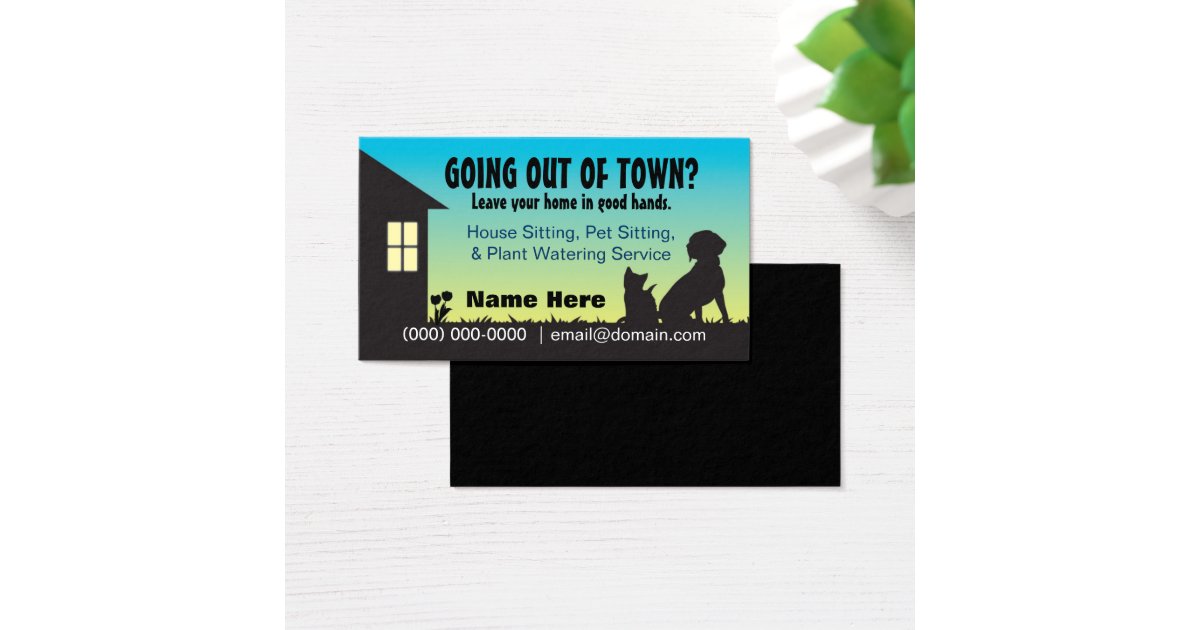 house pet sitting amp plant watering business card house sitting business