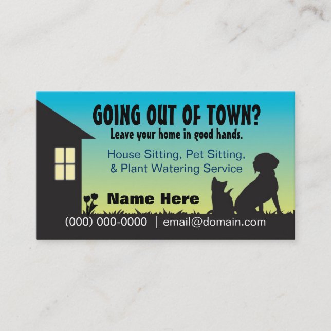 House / Pet Sitting & Plant Watering Business Card (Front)