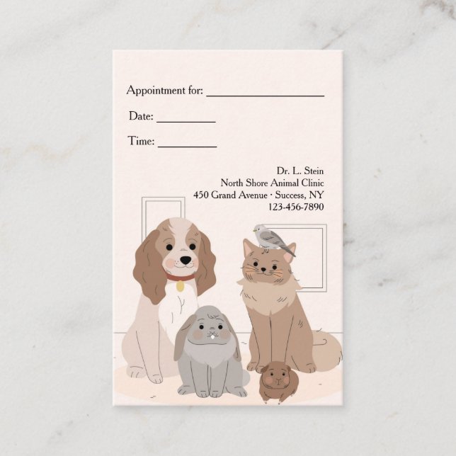 House Pets Veterinary Appointment Cards (Front)