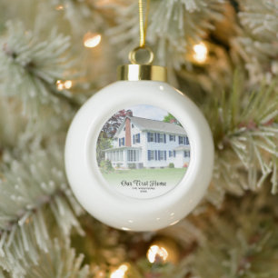House Photo Our First Home Christmas Ceramic Ball Christmas Ornament