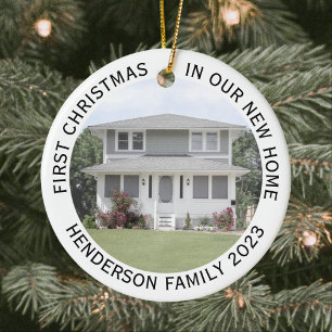 House Photos First Xmas New Home Name & Year White Ceramic Tree Decoration