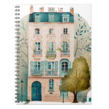 House pink duplex watercolor ilustration trees