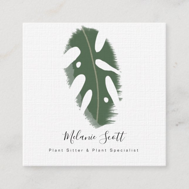 House Plant Botanical Monstera Specialist Botanist Square Business Card (Front)