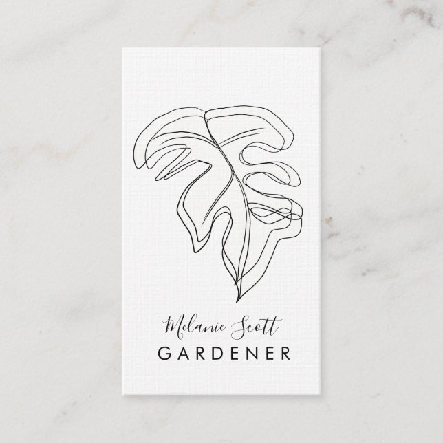 House Plant Gardener Monstera Black White Business Card (Front)