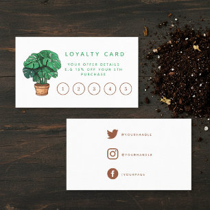 House plant shop loyalty card. card