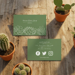 House plant shop, social media business card