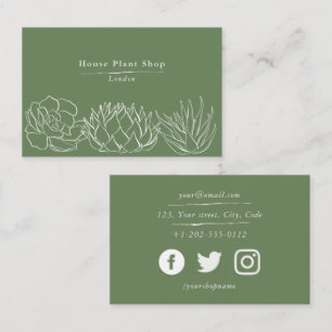 House plant shop, social media business card