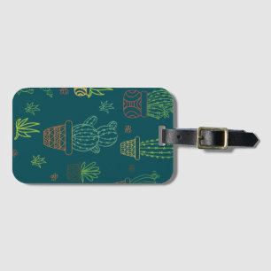 House Plants Cacti Illustration Boho Cactus Luggage Tag