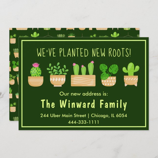 House Plants Cactus Dark Green New Home Announceme Announcement (Front/Back)