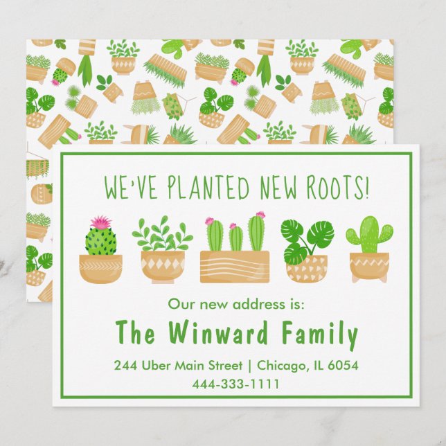 House Plants Cactus White New Home Announcement (Front/Back)