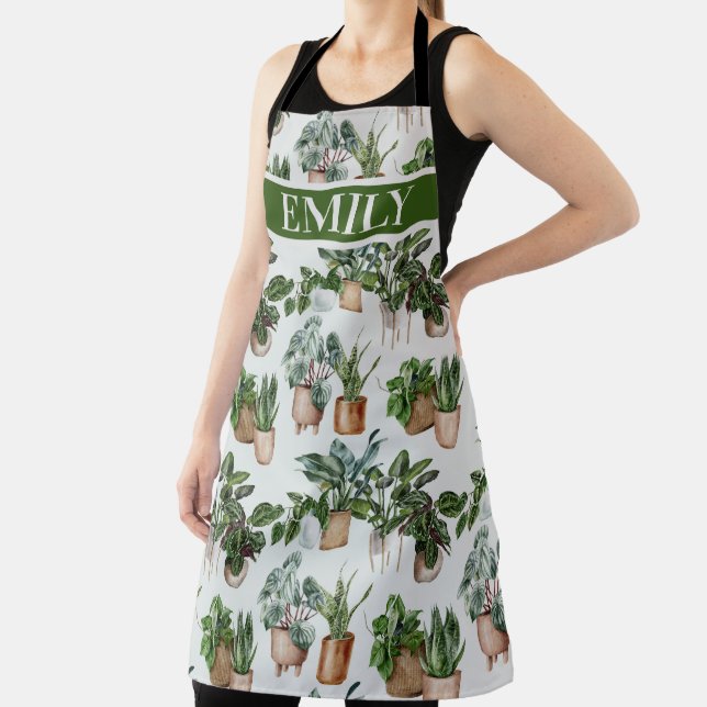 House Plants Pattern Apron (Insitu)