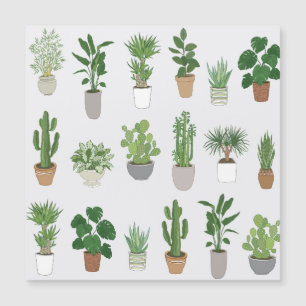 House plants, vintage doodle pattern