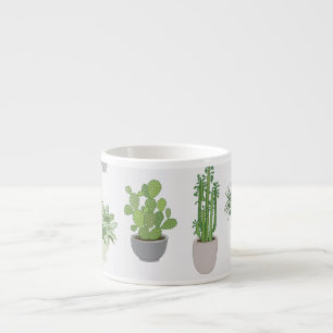 House plants, vintage doodle pattern espresso cup