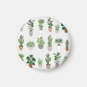 House plants, vintage doodle pattern magnet