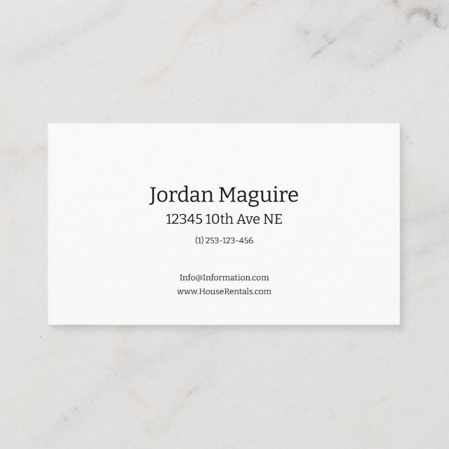 House Rental  Business Card (Back)