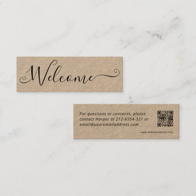 House rental gift bag QR welcome card (Front/Back)