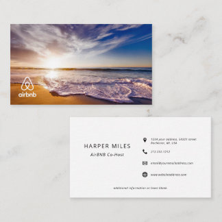 House rental sunset beach picture and logo Airbnb  Business Card