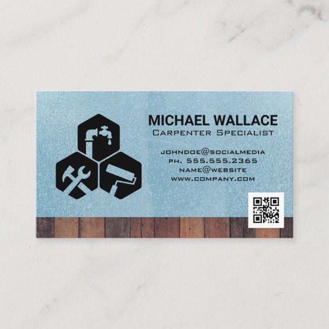 House Repair Icons | QR Code Template Business Card (Front)