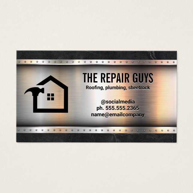 House Repair Logo | Metal Rivets | Marble (Front)
