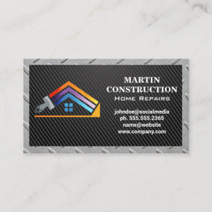 House Repair Logo   Steel Border Business Card