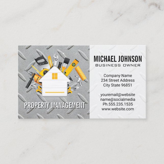 House Repair Logos | Construction | Steel Business Card (Front)