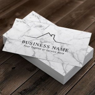 House Roof Logo Real Estate Modern Marble Business Card