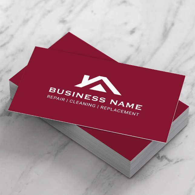 House Roof Logo Real Estate Realtor Burgundy Red Business Card (Creator Uploaded)