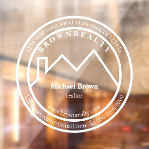 House Roof Real Estate Agent Logo Window Cling