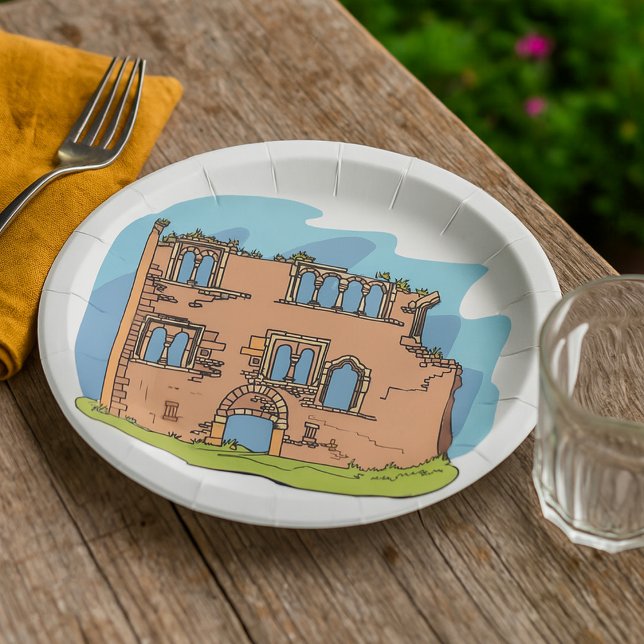 House Ruins Crumbling Building Paper Plates (Creator Uploaded)