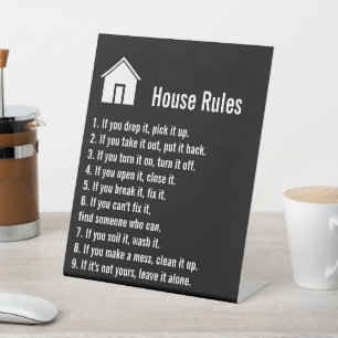 House Rules Black and White Template Pedestal Sign