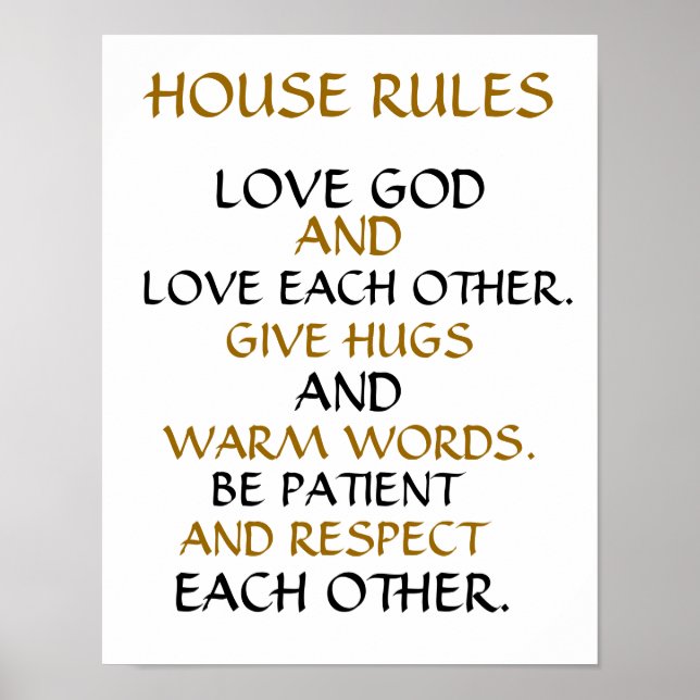 "HOUSE RULES" INSPIRATIONAL 11X14 WALL POSTER (Front)
