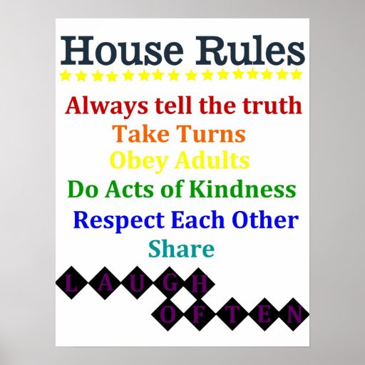 House Rules Poster Home Decor | Zazzle