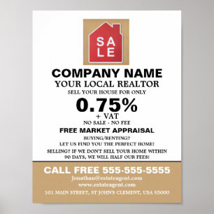 House Sale Logo, Realtor, Estate Agent Advertising Poster
