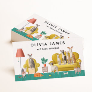 House scene dog walking and animal dog sitting business card