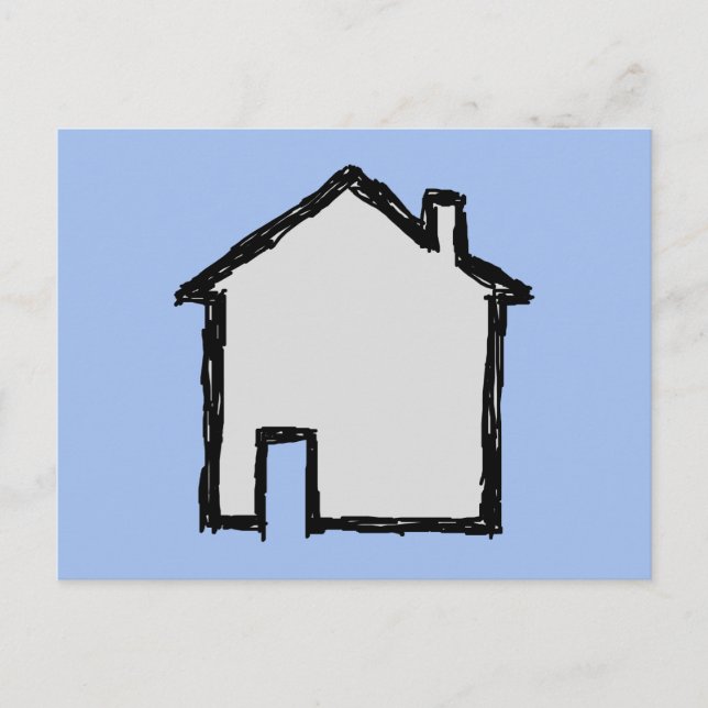 House Sketch. Black and Blue. Postcard (Front)