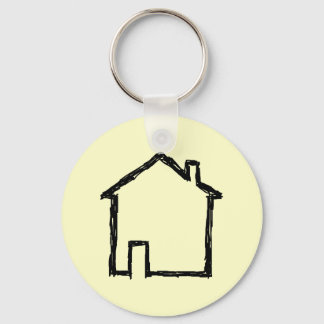 House Sketch. Black and Cream. Key Ring