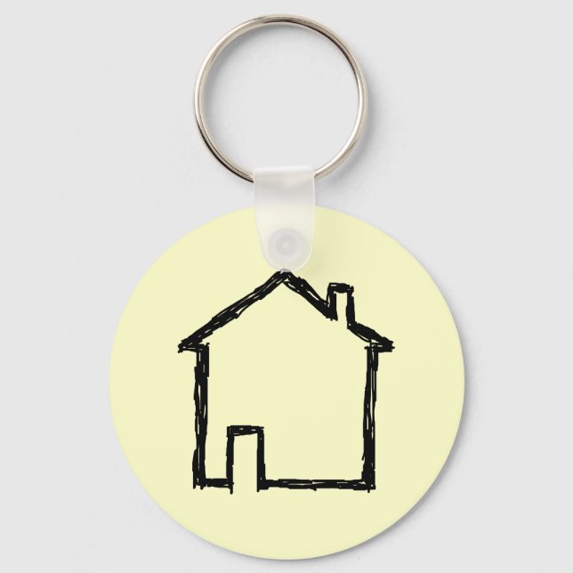 House Sketch. Black and Cream. Key Ring (Front)