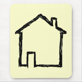 House Sketch. Black and Cream. Mouse Mat