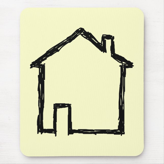 House Sketch. Black and Cream. Mouse Mat (Front)