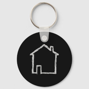 House Sketch. Grey and Black. Key Ring