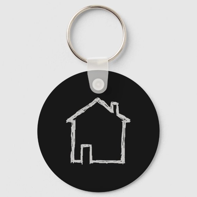 House Sketch. Grey and Black. Key Ring (Front)