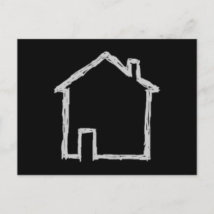 House Sketch. Grey and Black. Postcard