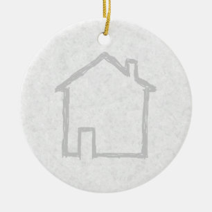 House Sketch. Grey. Ceramic Tree Decoration
