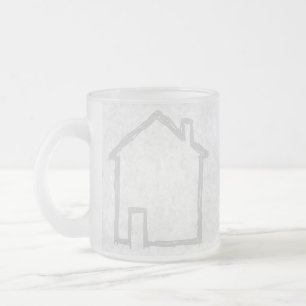 House Sketch. Grey. Frosted Glass Coffee Mug