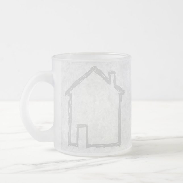 House Sketch. Grey. Frosted Glass Coffee Mug (Left)