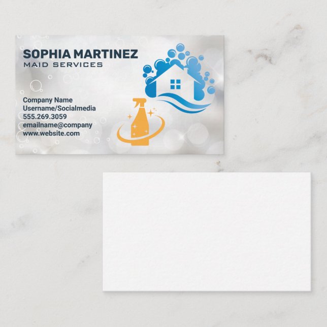 House Soap Bubbles | Cleaning Spray Business Card (Front/Back)