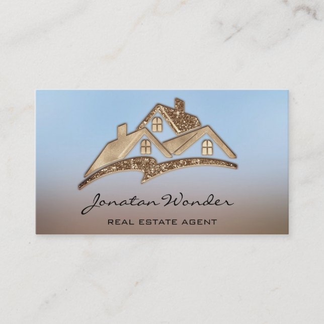 House Social Media Logo Real Estate Agent Photo Business Card (Front)