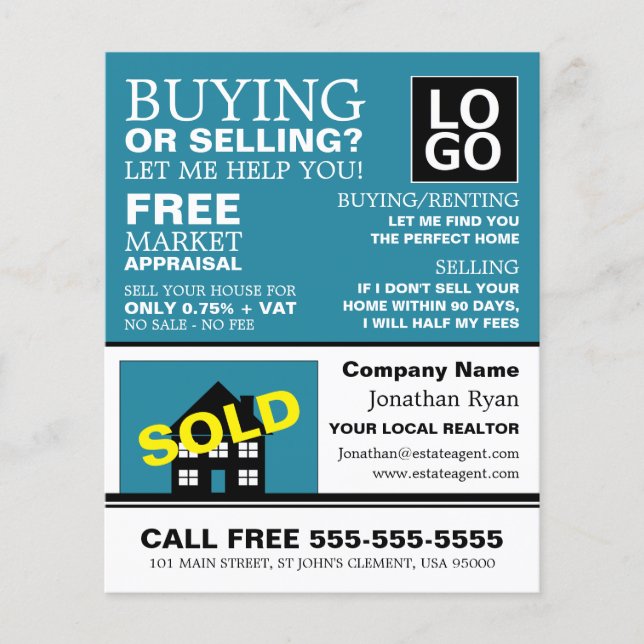 House Sold, Realtor, Estate Agent Advertising Flyer (Front)