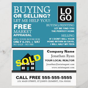 House Sold, Realtor, Estate Agent Advertising Flyer