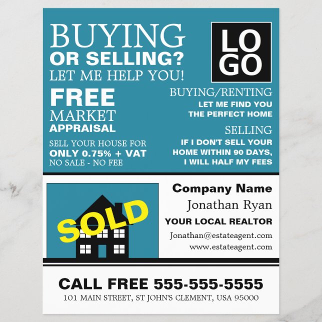 House Sold, Realtor, Estate Agent Advertising Flyer (Front)